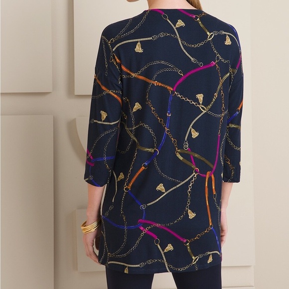 Chico’s NEW Touch Of Cool Chain Print Wedge Tunic Top Sz M - Picture 4 of 8